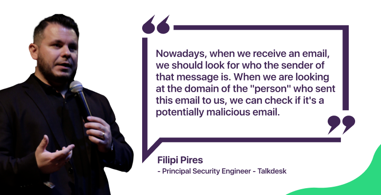 Filipi Pires speaking about malicious emails