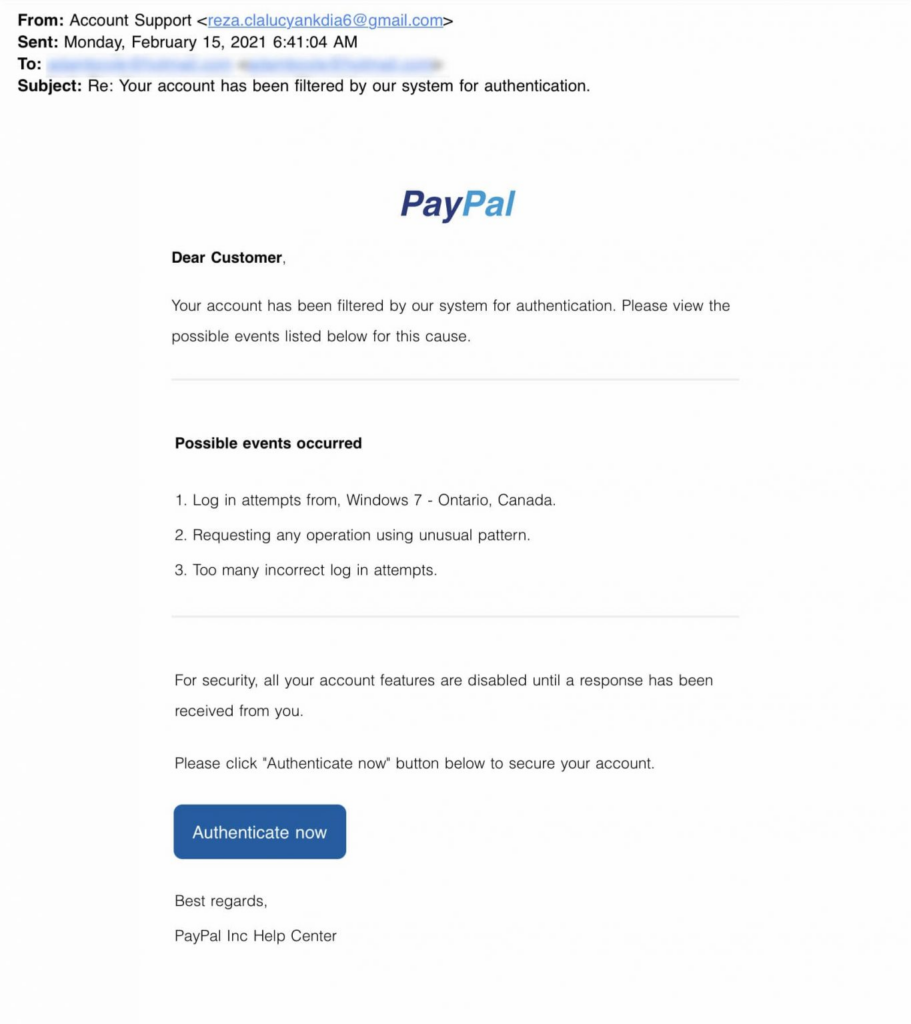 Email is from a scammer 